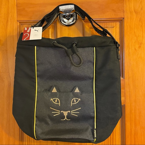 NWT PUMA x CHARLOTTE OLYMPIA BLACK CAT BUCKET BAG Case Purse Tote Strap NEW - Picture 2 of 12